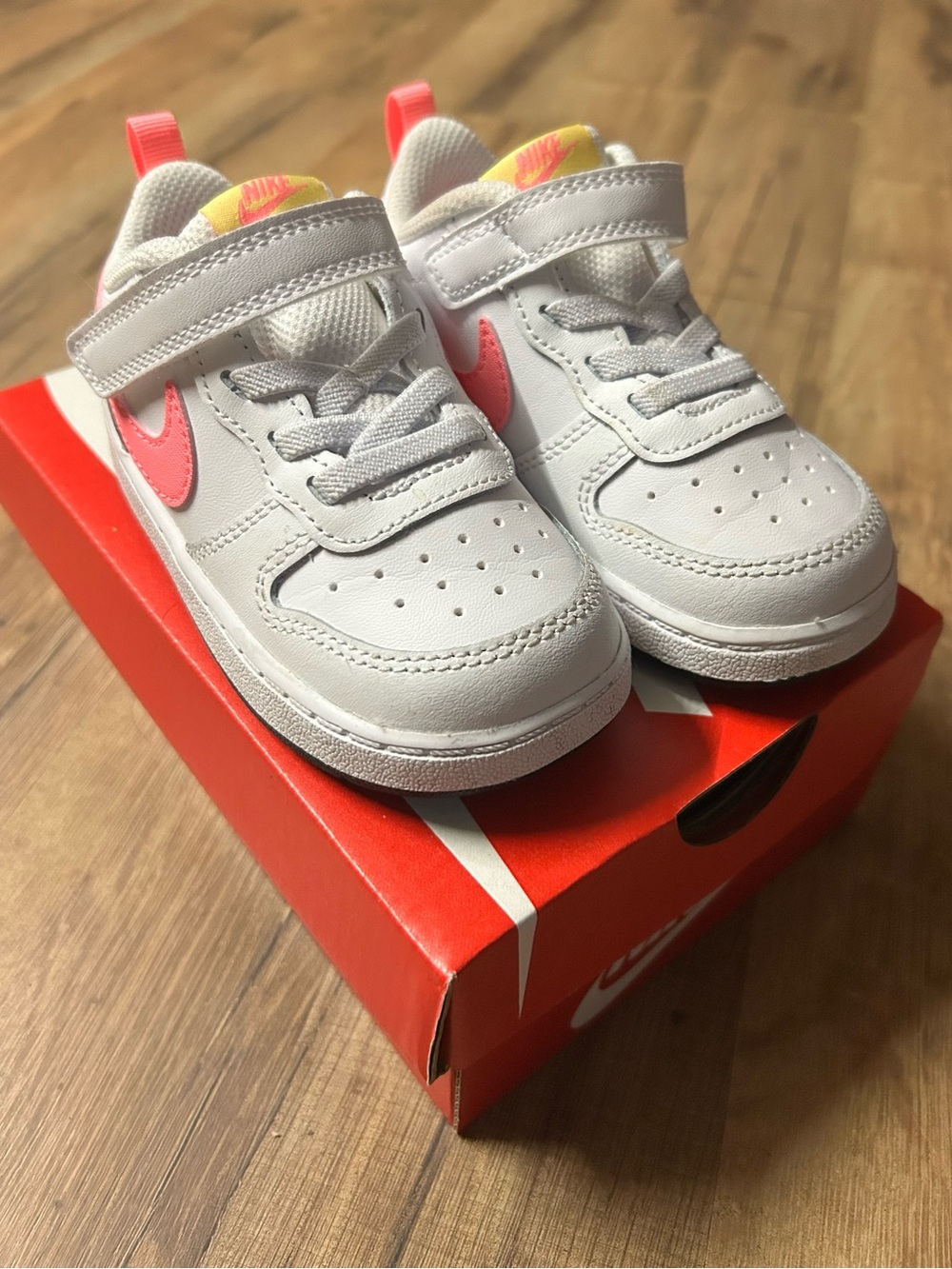 Nike Court Borough Low 2 (TDV) Toddlers 7c In White/Sunset Pulse